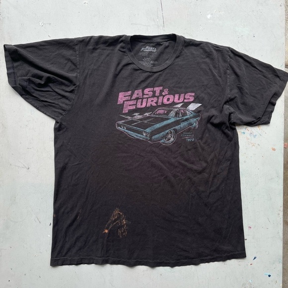 Men's Fast and Furious T-Shirt Black Dodge XL Movie Challenger Racing Cars Chase - Picture 1 of 16